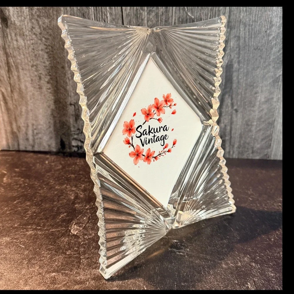 Mikasa Starlet Lead Crystal Diamond Photo Frame Japan Art Deco 1990s